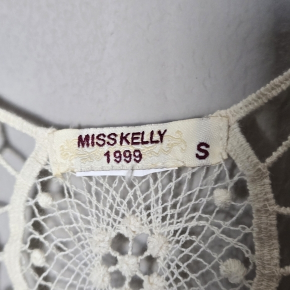 Miss Kelly 1999 Boho Cream Crochet Lace Sleeveless Tunic Swim Cover Up Top - Picture 3 of 7